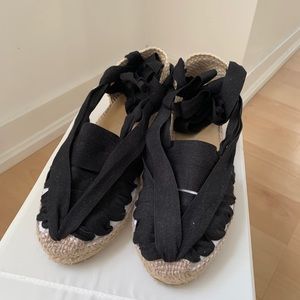 Black Lace Up Espadrilles